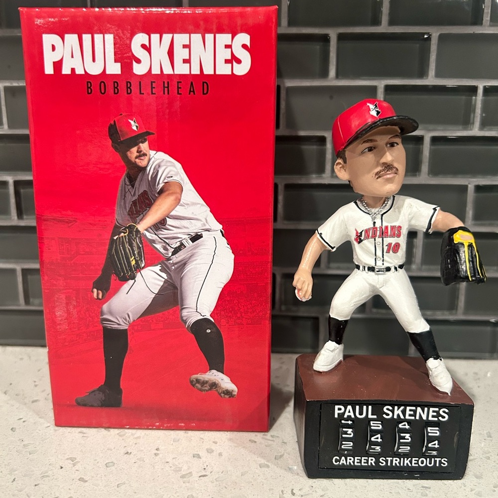 Paul Skenes Indians Bobblehead with pitching counter new in box